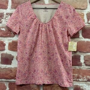 Covington Sport T Shirt Women's Medium Pink Floral Ruched Everyday Casual Top